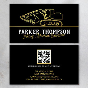 Tarjeta De Visita Código QR del operador de maquinaria pesada modern