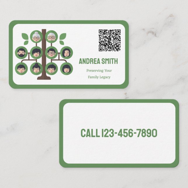 Tarjeta De Visita Código QR del Personalizado de árbol de familia (Anverso / Reverso)