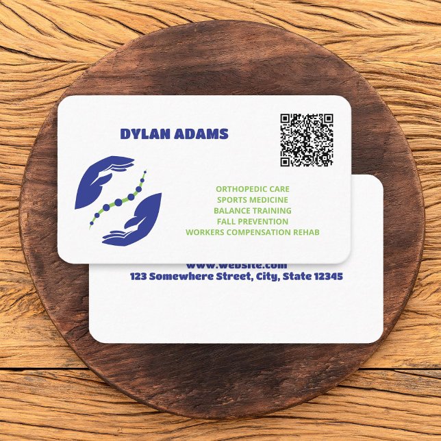 Tarjeta De Visita Código QR del Personalizado de Terapia Física (Physical Therapy Custom QR Code Business Cards)