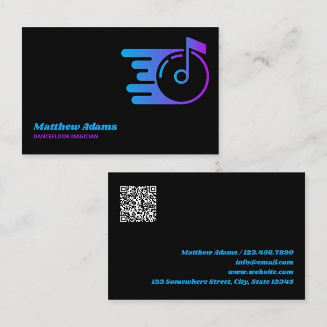 Tarjeta De Visita Código QR del Personalizado DJ (Anverso / Reverso)