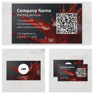 Tarjeta De Visita Código QR del pintor rojo moderno