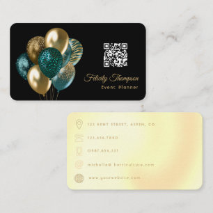 Tarjeta De Visita Código QR del planificador de eventos de globos az