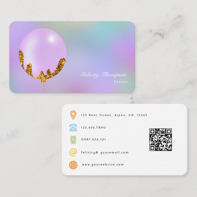 Tarjeta De Visita Código QR del planificador de eventos Purple and G (Anverso / Reverso)