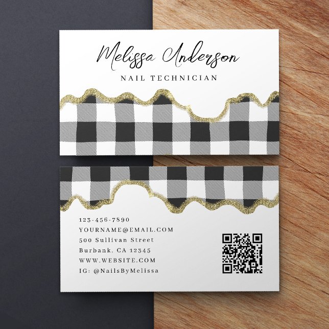 Tarjeta De Visita Código QR del Purpurina de oro blanco negro revest (Subido por el creador)