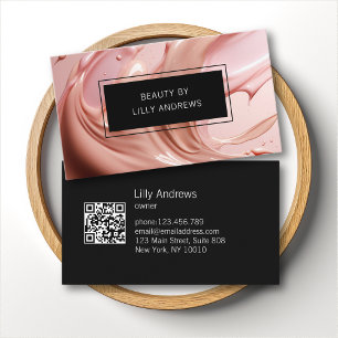 Tarjeta De Visita Código QR del Salón de Belleza Blush Pink