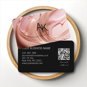 Tarjeta De Visita Código QR del Salón de Belleza Monogram Blush Pink