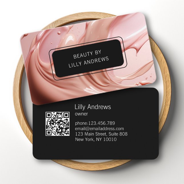 Tarjeta De Visita Código QR del Salón de Belleza Rosa Sonrojado (Blush Pink Beauty Salon QR Code Business Card)