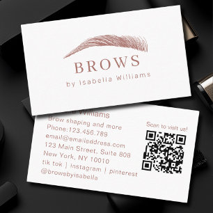 Tarjeta De Visita Código QR del Salón de Cejas Minimalista Elegante