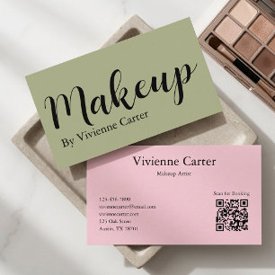 Tarjeta De Visita Código QR del Salón de Maquillaje de Tinta Rosa Ve