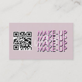 Tarjeta De Visita Código QR del Salón de Maquillaje Rosa Negro Scrip