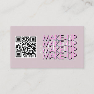 Tarjeta De Visita Código QR del Salón de Maquillaje Rosa Negro Scrip