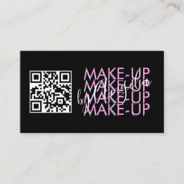 Tarjeta De Visita Código QR del Salón de Maquillaje Rosa Negro Scrip