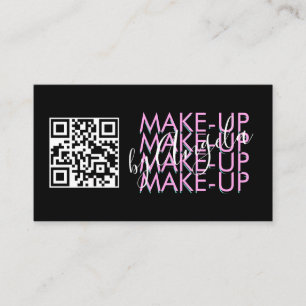 Tarjeta De Visita Código QR del Salón de Maquillaje Rosa Negro Scrip