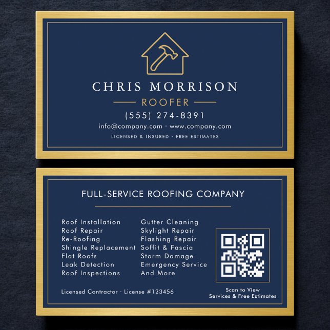 Tarjeta De Visita Código QR del servicio de construcción de techos (Subido por el creador)