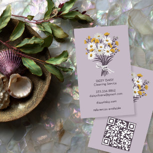 Tarjeta De Visita Código QR del servicio de limpieza lindo ramo de m
