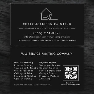 Tarjeta De Visita Código QR del servicio de pintura profesional cont