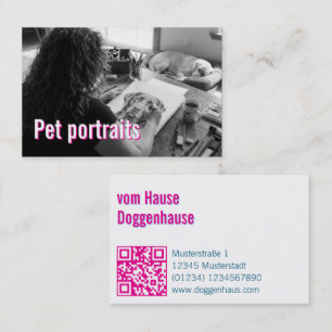 Tarjeta De Visita Código QR del servicio de retratos de mascotas ros