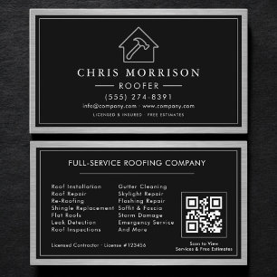 Tarjeta De Visita Código QR del servicio de techado del techador Con