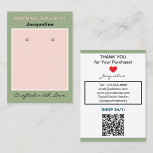 Tarjeta De Visita Código QR del sitio web de joyería rosa salvia