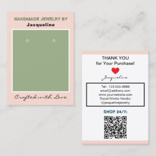 Tarjeta De Visita Código QR del sitio web de joyería verde sonrojado