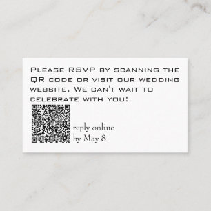 Tarjeta De Visita Código QR del sitio web de RSVP de boda económico