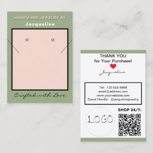 Tarjeta De Visita Código QR del sitio web del logotipo de pendientes