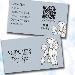 Tarjeta De Visita Código QR del Spa de Aseo para Perros Blue Cute Do