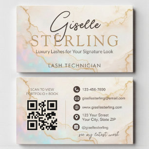 Tarjeta De Visita Código QR del técnico en pestañas Opal Stone