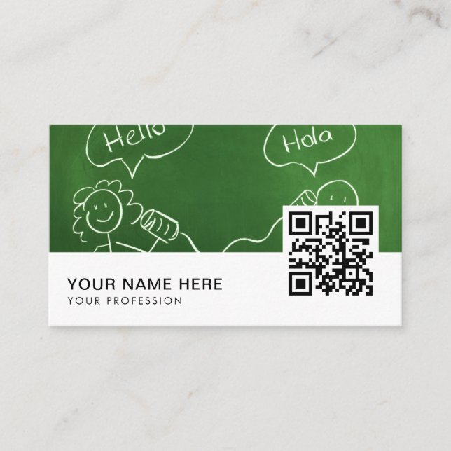 Tarjeta De Visita Código QR del Traductor Inglés Español (Anverso)