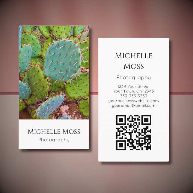 Tarjeta De Visita Código QR Desert Cactus Fotógrafo profesional (Subido por el creador)