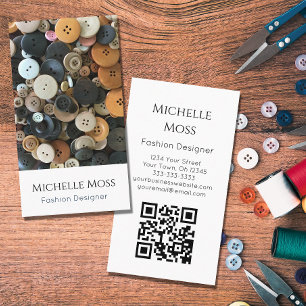 Tarjeta De Visita Código QR Diseñador de moda Botones de costura