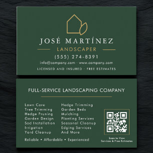 Tarjeta De Visita Código QR Diseñador de paisajes Cuidado de césped