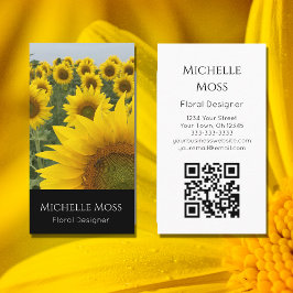 Tarjeta De Visita Código QR Diseñador fotográfico de girasoles moder