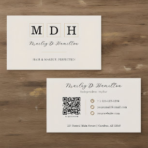 Tarjeta De Visita Código QR Dorado Elegante para Peinado y Maquillaj