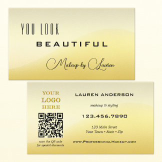 Tarjeta De Visita Código QR dorado luz soleada profesional Belleza