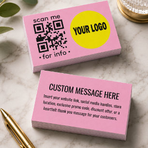 Tarjeta De Visita Código QR editable Logo Moderno Rosa Amarillo Nego