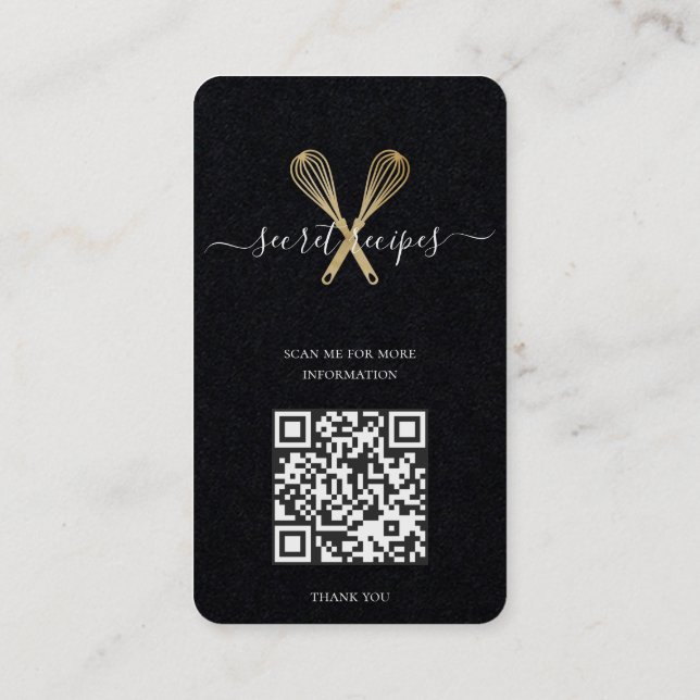 Tarjeta De Visita Código Qr editable para el cocinero de la panaderí (Reverso)
