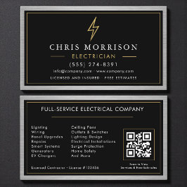 Tarjeta De Visita Código QR Electricista Contratista Eléctrico Metal