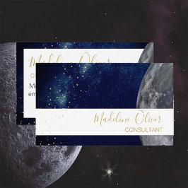Tarjeta De Visita Código QR Elegante Cielo Profesional Noche