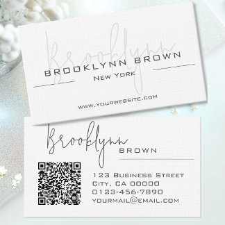 Tarjeta De Visita Código QR Elegante Clásico Moda Minimalista clásic