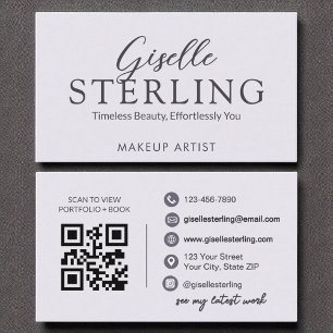 Tarjeta De Visita Código QR elegante de escritura Lilac púrpura mode