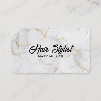 Tarjeta De Visita Código QR elegante de estilista de cabello de márm