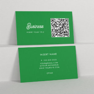 Tarjeta De Visita Código QR elegante de moda minimalista Kelly Green