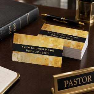 Tarjeta De Visita Código QR elegante de oro grunge para pastor de ig