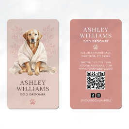 Tarjeta De Visita Código QR elegante de Rubor de Dog Groomer