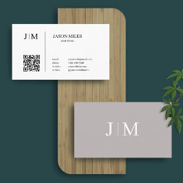 Tarjeta De Visita Código QR elegante elegante de Iniciales minimalis