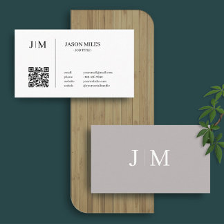 Tarjeta De Visita Código QR elegante elegante de Iniciales minimalis