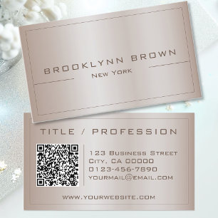 Tarjeta De Visita Código QR Elegante gradiente de color gris platead