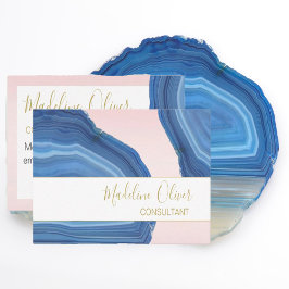 Tarjeta De Visita Código QR Elegante Jewel Profesional Azul Rosa