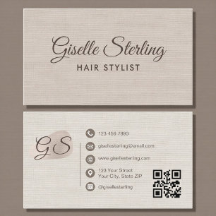 Tarjeta De Visita Código QR Elegante Moderno de Estilista de Pelo en